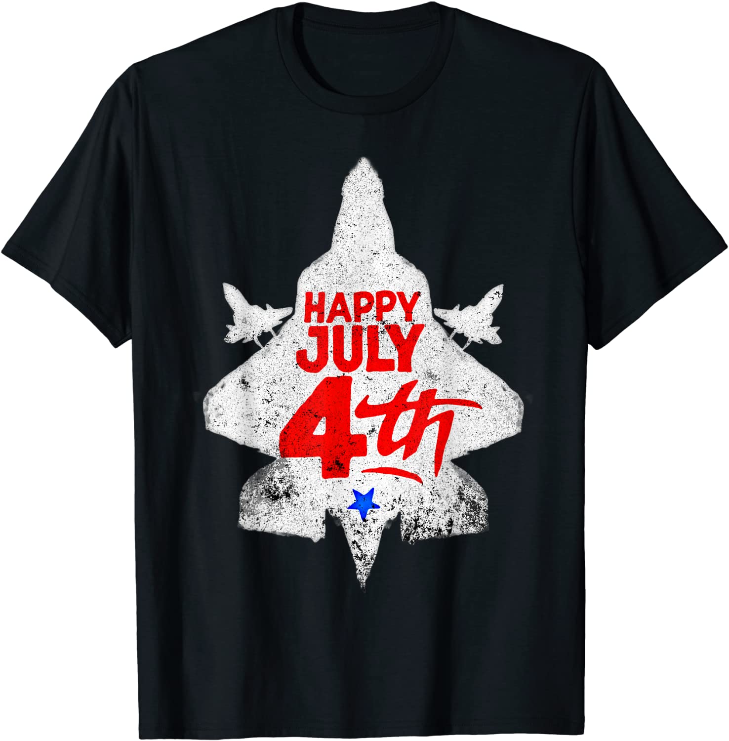 Happy July 4th American Flag Patriotic Vintage Jet Fighter T-Shirt