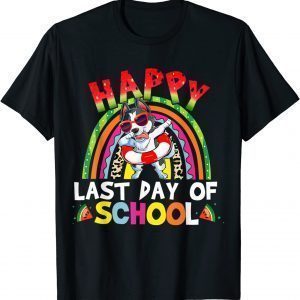 Happy Last Day Of School Husky Dabbing Graduation Rainbow T-Shirt