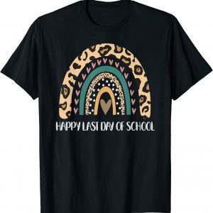 Happy Last Day of School Teacher Leopard Rainbow 2022 Shirt
