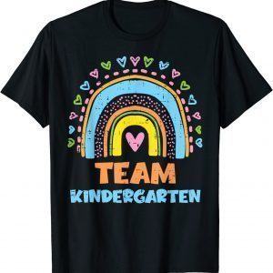 Hearts Rainbow Team Kindergarten Last Day Of School Teacher T-Shirt