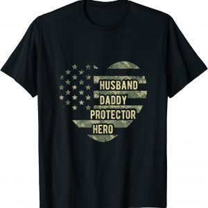 Husband Daddy Protector heart camoflage father's day 2022 T-Shirt