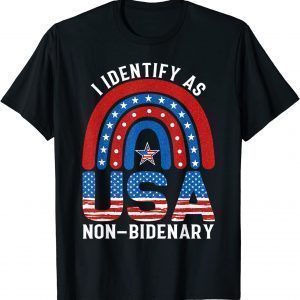 I Identify As Non-Bidenary Rainbow USA Flag Ultra Maga Trump 2022 Shirt