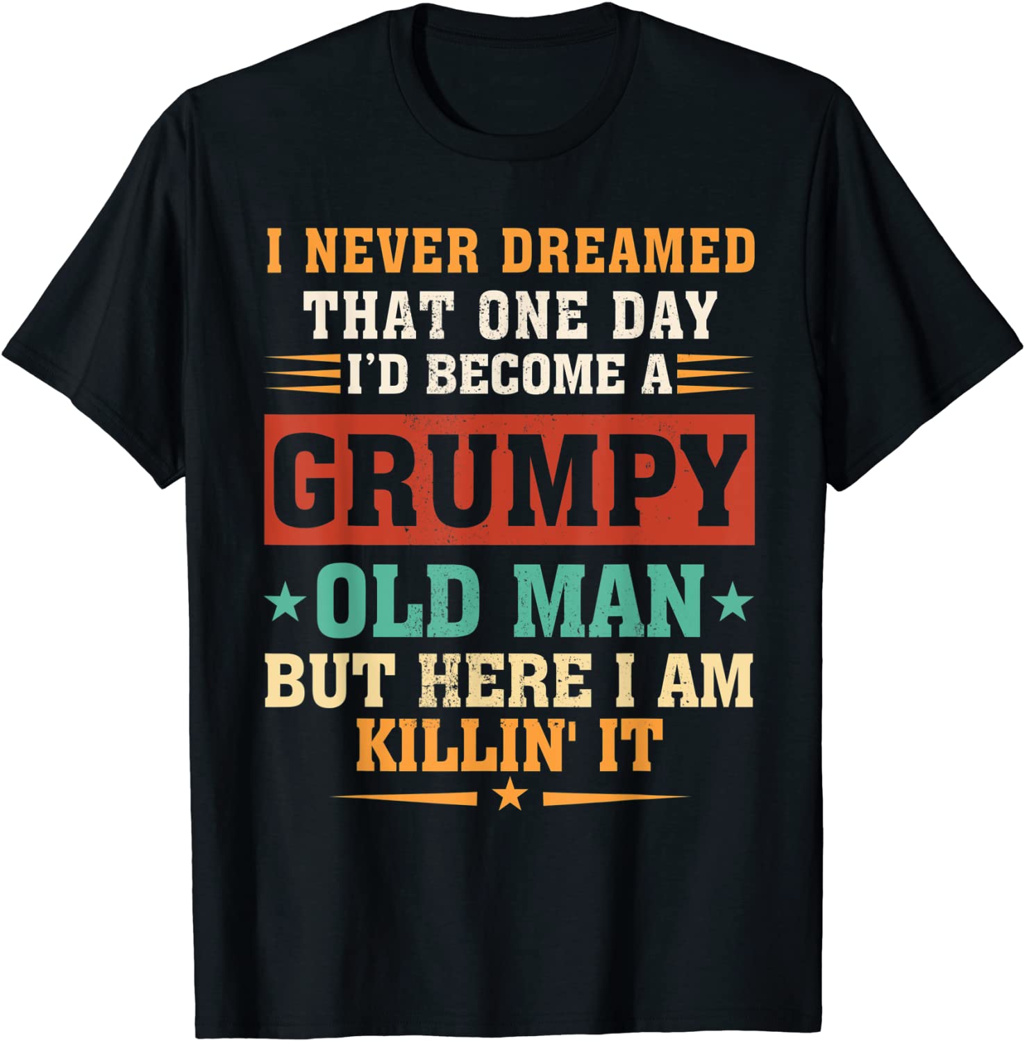 I Never Dreamed That I'd Become A Grumpy Old Man Grandpa 2022 T-Shirt ...