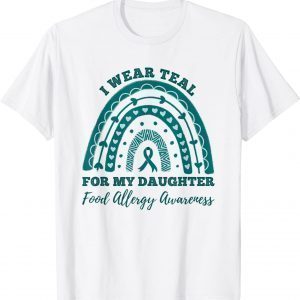 I Wear Teal For My Daughter Food Allergy Awareness Rainbow Classic T-Shirt