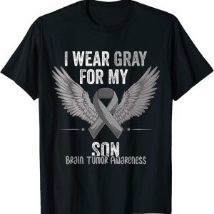 I Wear gray For My Son Brain Tumor Cancer Awareness Ribbon Classic Shirt