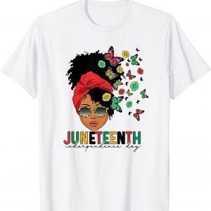 Juneteenth Is My Independence Day Black Queen and Butterfly T-Shirt