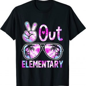 Last Day of School Peace Out Elementary Teacher Tie Dye T-Shirt