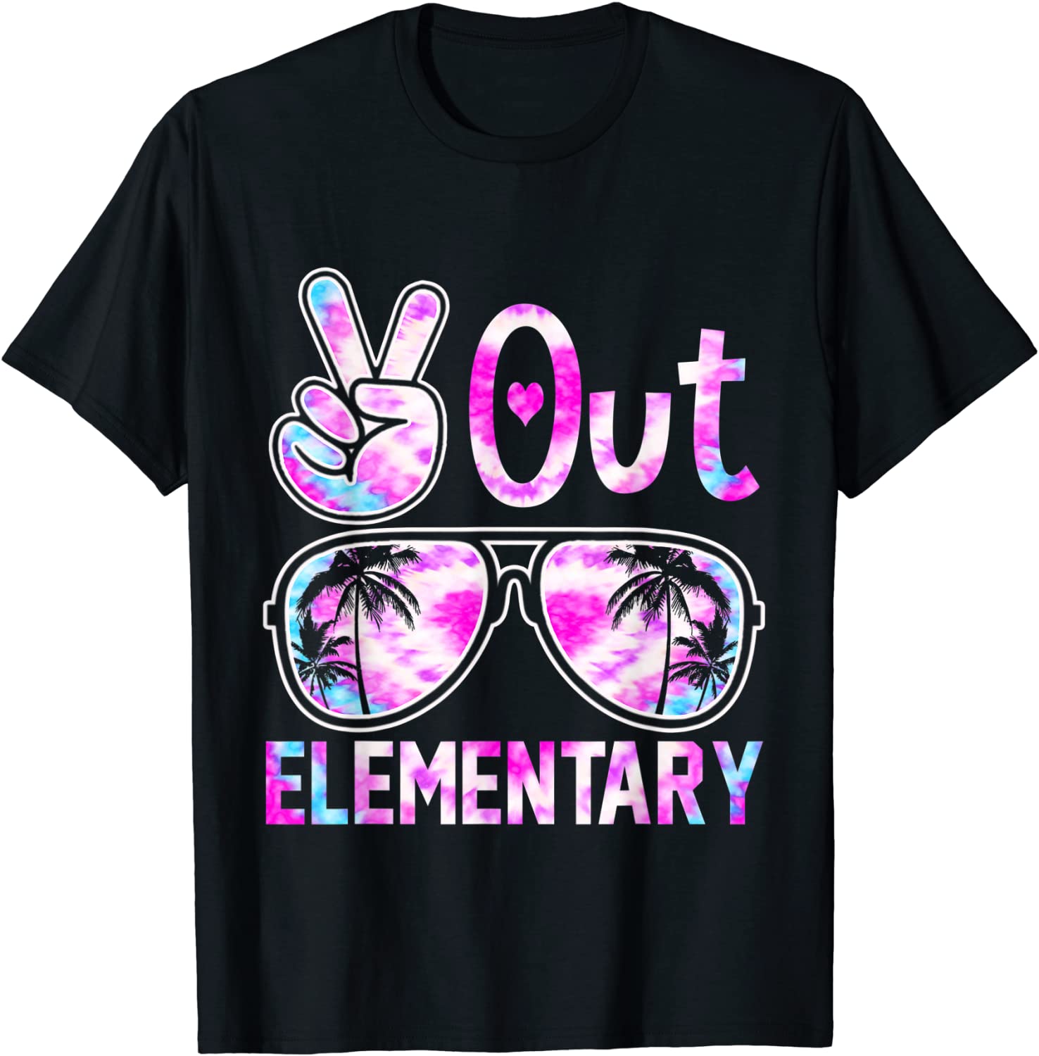 Last Day of School Peace Out Elementary Teacher Tie Dye T-Shirt