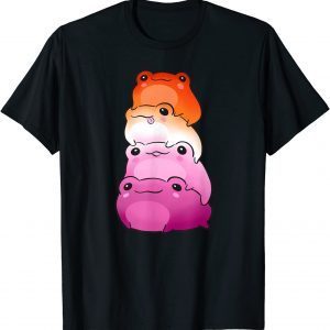Lesbian Flag Color Frog Subtle LGBTQ Sapphic Pride Aesthetic 2022 Shirt
