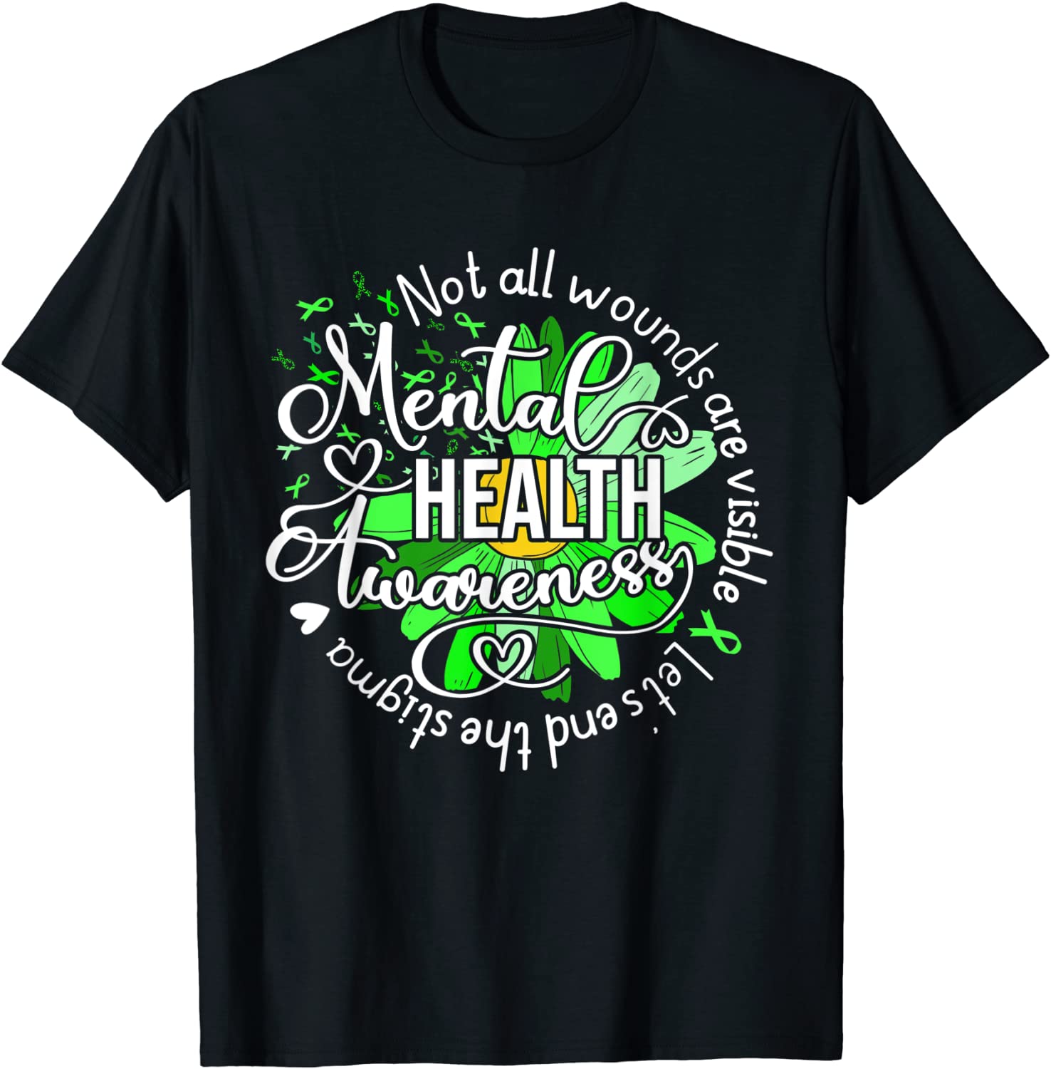 Not All Wounds Are Visible Mental Health Awareness Ribbon 2022 Shirt