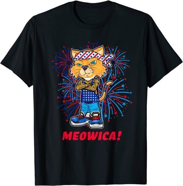 Orange Tabby Gangsta Cat Tattoos Bandana July 4th Cat Lover 2022 Shirt