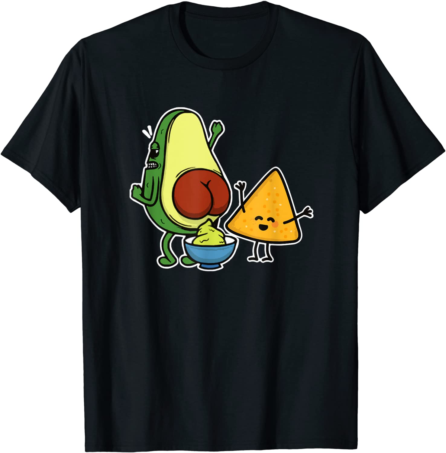 Pooping Avocado & Tortilla Chip Guacamole Poop Turd Vegan 2022 T-Shirt