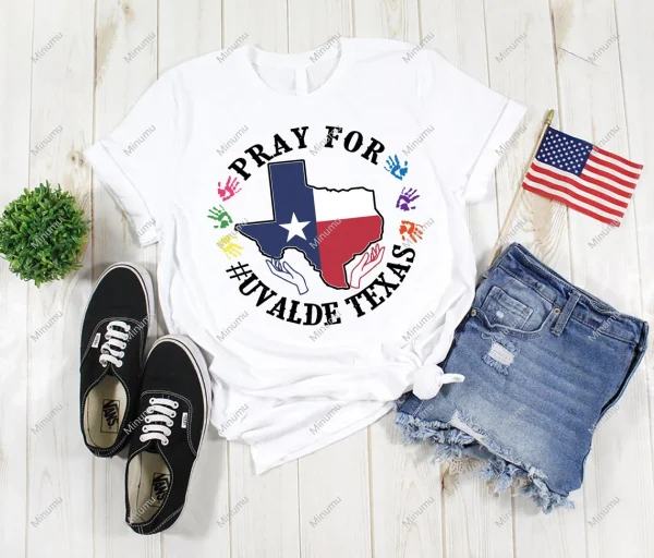 Pray for Uvalde Texas Flag, Texas School Shooting Classic Shirt