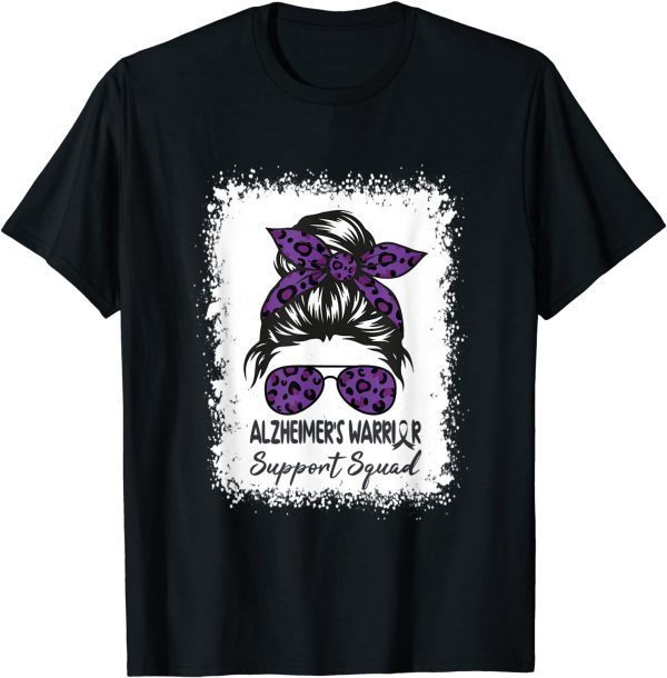 Purple Alzheimer's Warrior Awareness Support Squad Messy Bun 2022 Shirt