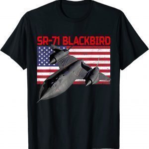 SR-71 Blackbird In Action and Patriotic American Flag T-Shirt