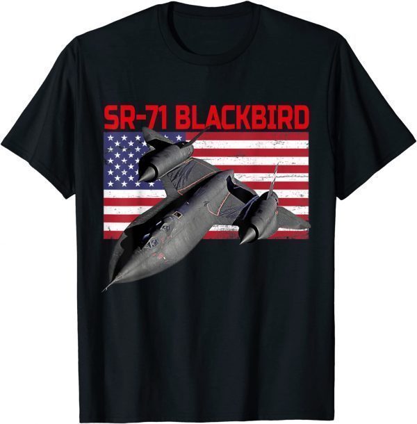 SR-71 Blackbird In Action and Patriotic American Flag T-Shirt