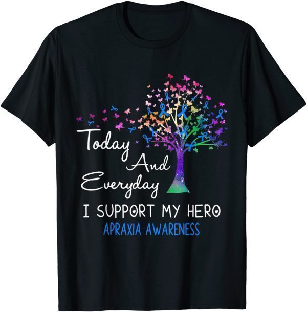 Tree Ribbon I Support My Hero Apraxia Awareness Classic Shirt