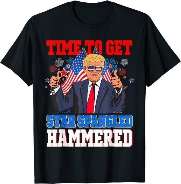 Trump Merica 4th Of July Time To Get Star Spangled Hammered 2022 Shirt