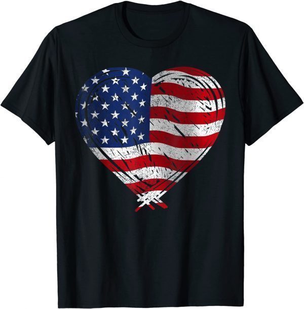 US Flag Memorial Day 4th July Partiotic Heart Red White Blue Classic Shirt