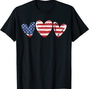 USA American Flag Patriotic Hearts 4th Of July 2022 Shirt