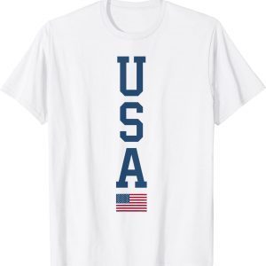 USA American Flag Vertical Text Patriotic 4th of July 2022 Shirt