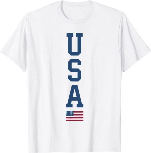 USA American Flag Vertical Text Patriotic 4th of July 2022 Shirt