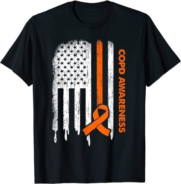 USA Flag Orange Ribbon COPD Awareness 2022 Shirt