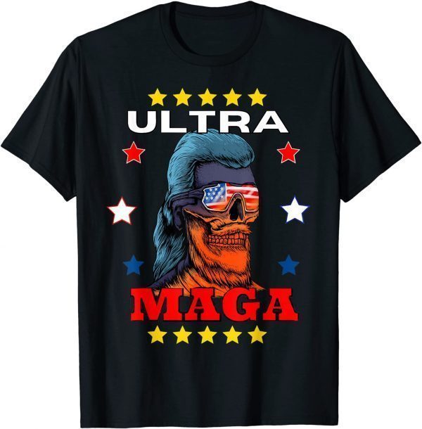 Ultra MAGA 2024 Pro Trump American Mullet Skull Flag Classic Shirt
