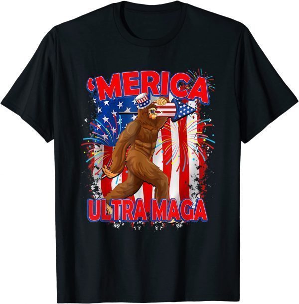 Ultra MAGA - 4th of July Bigfoot American Flag Vintage Classic Shirt