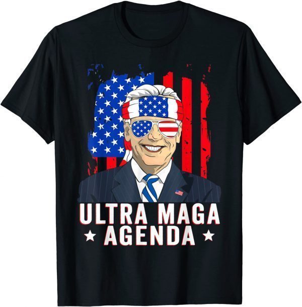 Ultra MAGA Agenda Anti Biden US Flag Trump 4th Of July 2022 Shirt