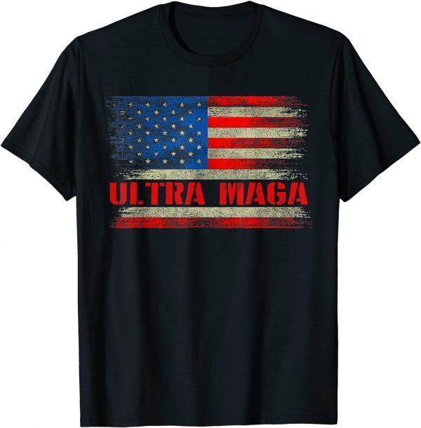 Ultra Maga Great MAGA King Pro Trump American Flag Vintage T-Shirt