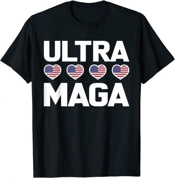 Ultra Maga Pro Trump 2024 American Heart Flag Anti Biden 2022 Shirt