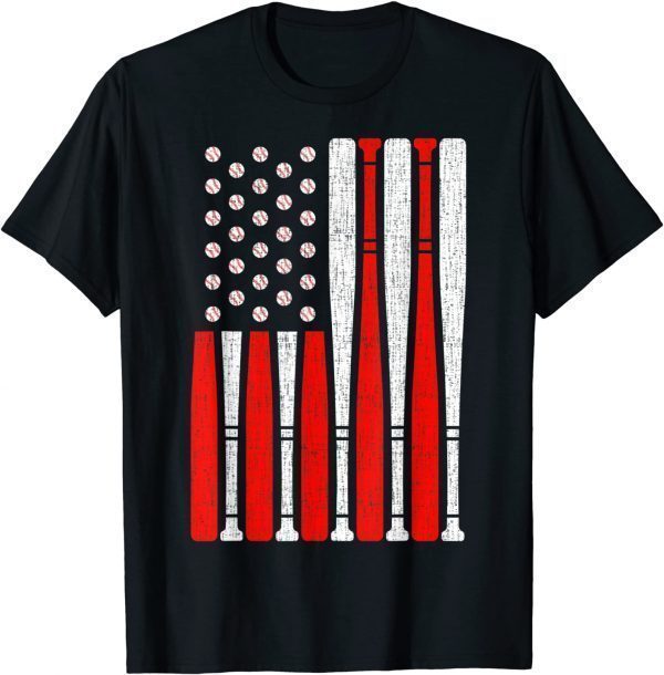 Vintage American Flag Baseball Dad 4th of July 2022 Shirt
