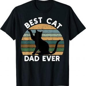 Vintage Best Cat Dad Ever - Black Cat Lover Father Day T-Shirt