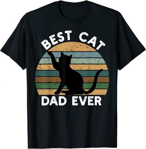 Vintage Best Cat Dad Ever - Black Cat Lover Father Day T-Shirt