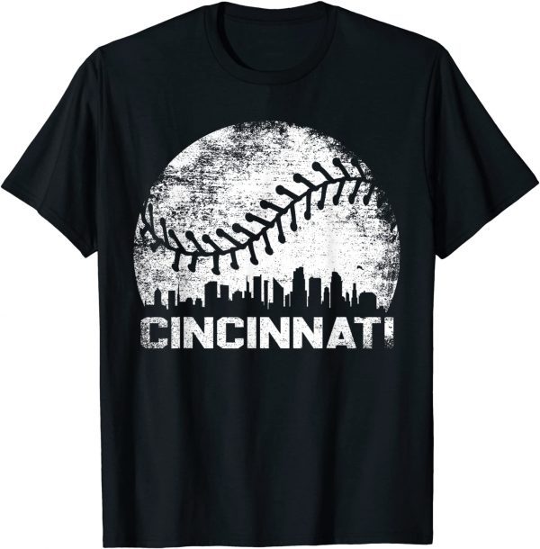 Vintage Cincinnati Baseball Ohio Skyline 2022 Shirt
