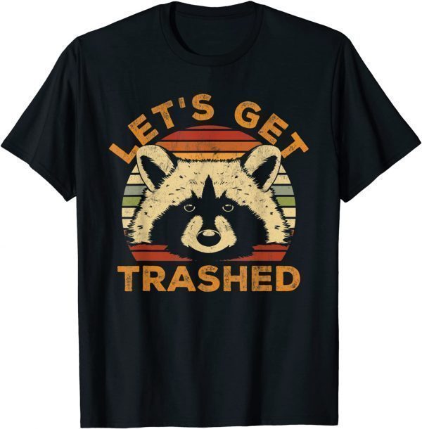 Vintage Let's Get Trashed Raccoon Lovers Retro Sunset Classic T-Shirt