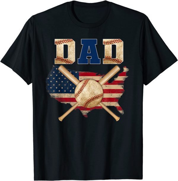Vintage Proud Baseball Dad Cool American Flag 2022 Shirt