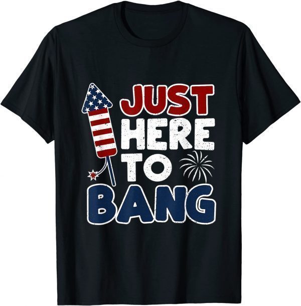4th of July America Firework Patriot USA Just Here To Bang T-Shirt