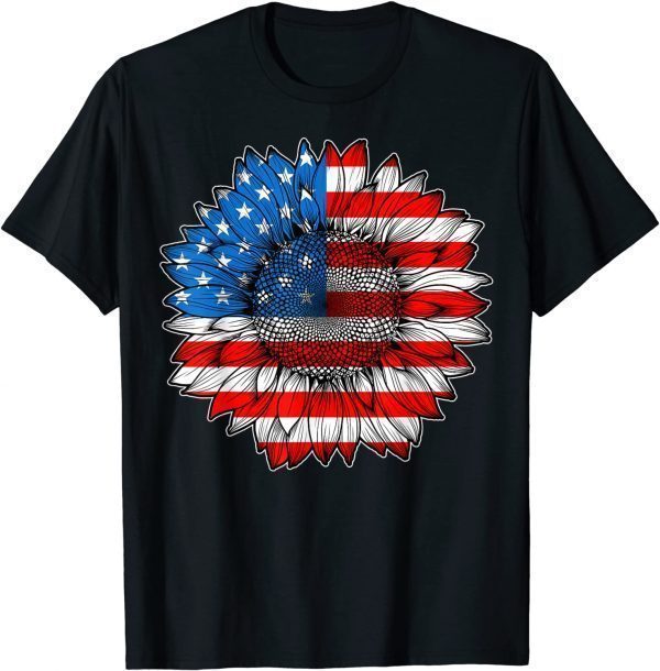 4th of July American Flag Sunflower Patriotic Classic Shirt
