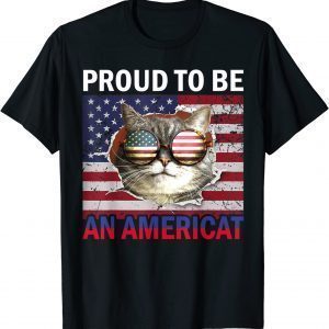 4th of July Cat American Flag Glasses 2022 Shirt