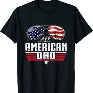4th of July Family Matching All American Dad American Flag T-Shirt