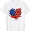 4th of July USA Love Heart Leopard Plaid American Flag Classic Shirt