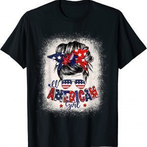 All American Girls 4th of July Daughter Messy Bun USA Classic Shirt
