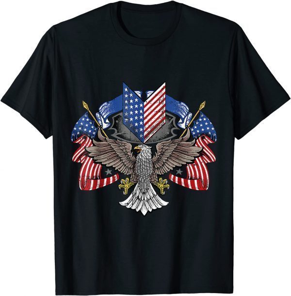 American Flag Shield 4th Of July USA Eagle Patriotic T-Shirt