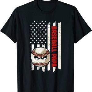 Baseball Papa Vintage USA Flag Father's Day 2022 Shirt