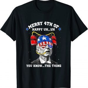 Beer Drinking Biden Confused Happy 4th of You Know The Thing 2022 T-Shirt