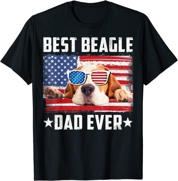 Best Beagle Dad Ever Dog Lover American Flag 2022 Shirt