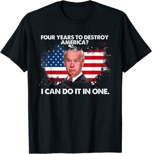 Biden Destroys America vintage US flag anti-Biden T-Shirt