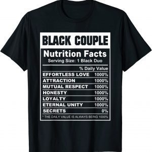 Black Couple Nutrition Facts 2022 Shirt